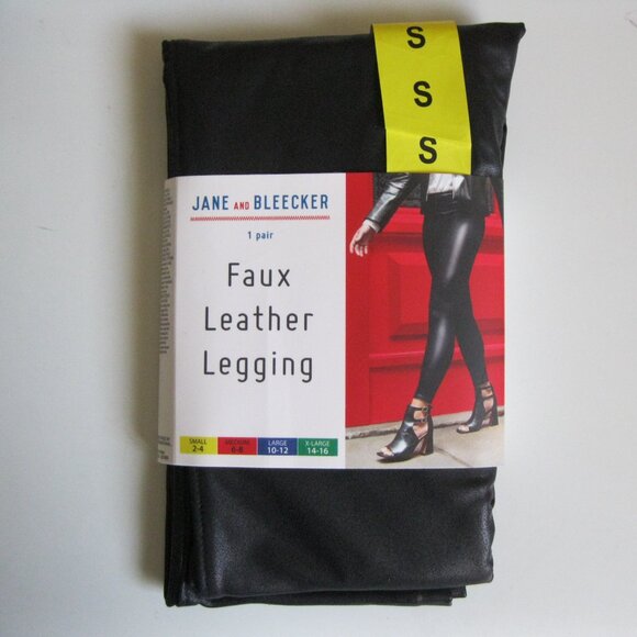 JANE and BLEECKER Women's soft stretch Faux Leather Legging, black  S (1222) - Picture 3 of 12